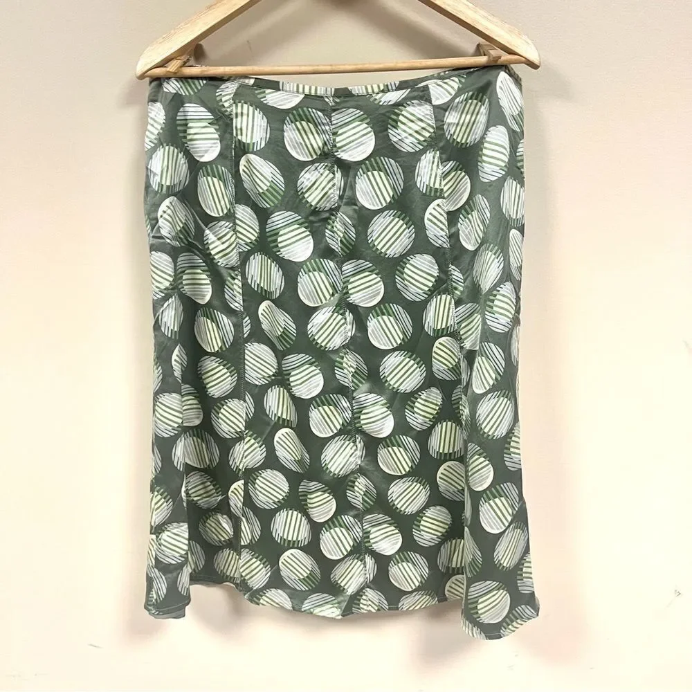Amanda Smith midi Green Polka Dot silk Skirt Sz 14